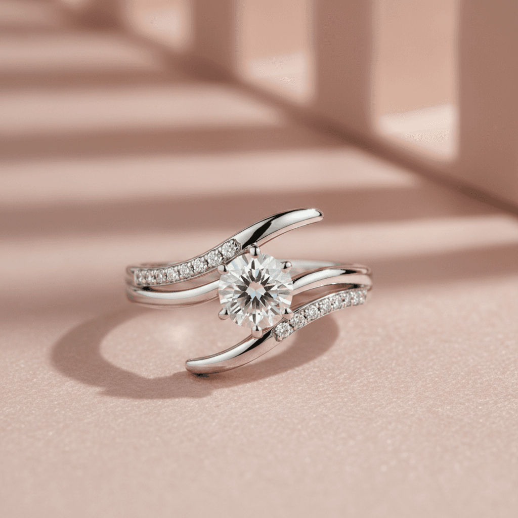 Bypass engagement ring style designed with best AI for jewelry design