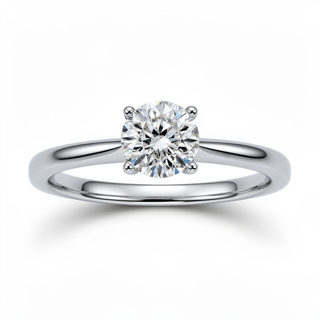 AI-generated solitaire diamond ring with four-prong setting created with AI jewelry design software